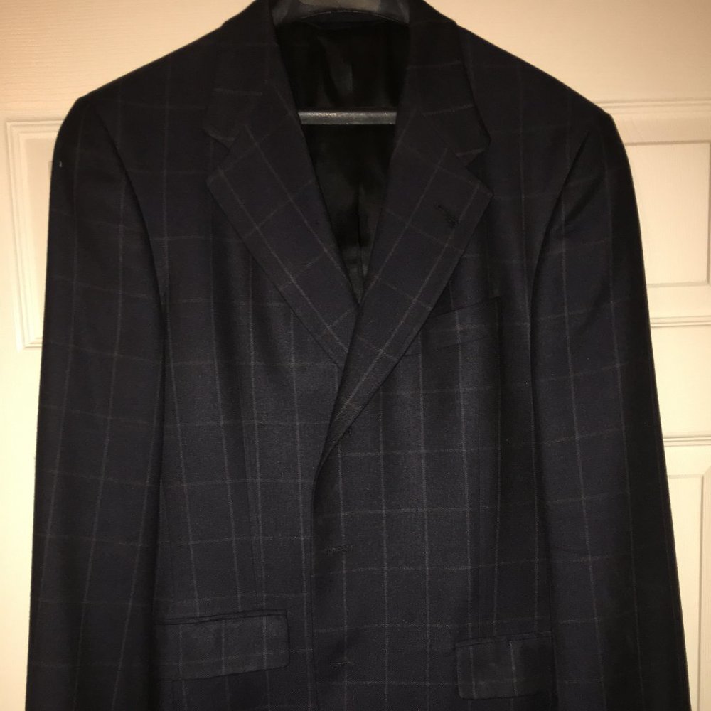 Men's Burberry Size 40 Navy & White Wool Blazer